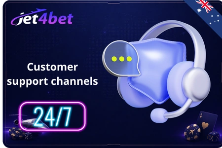 Jet4Bet casino customer support channels with 24/7 live chat and email