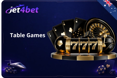 Jet4Bet table games hub featuring Blackjack Roulette and Baccarat variants